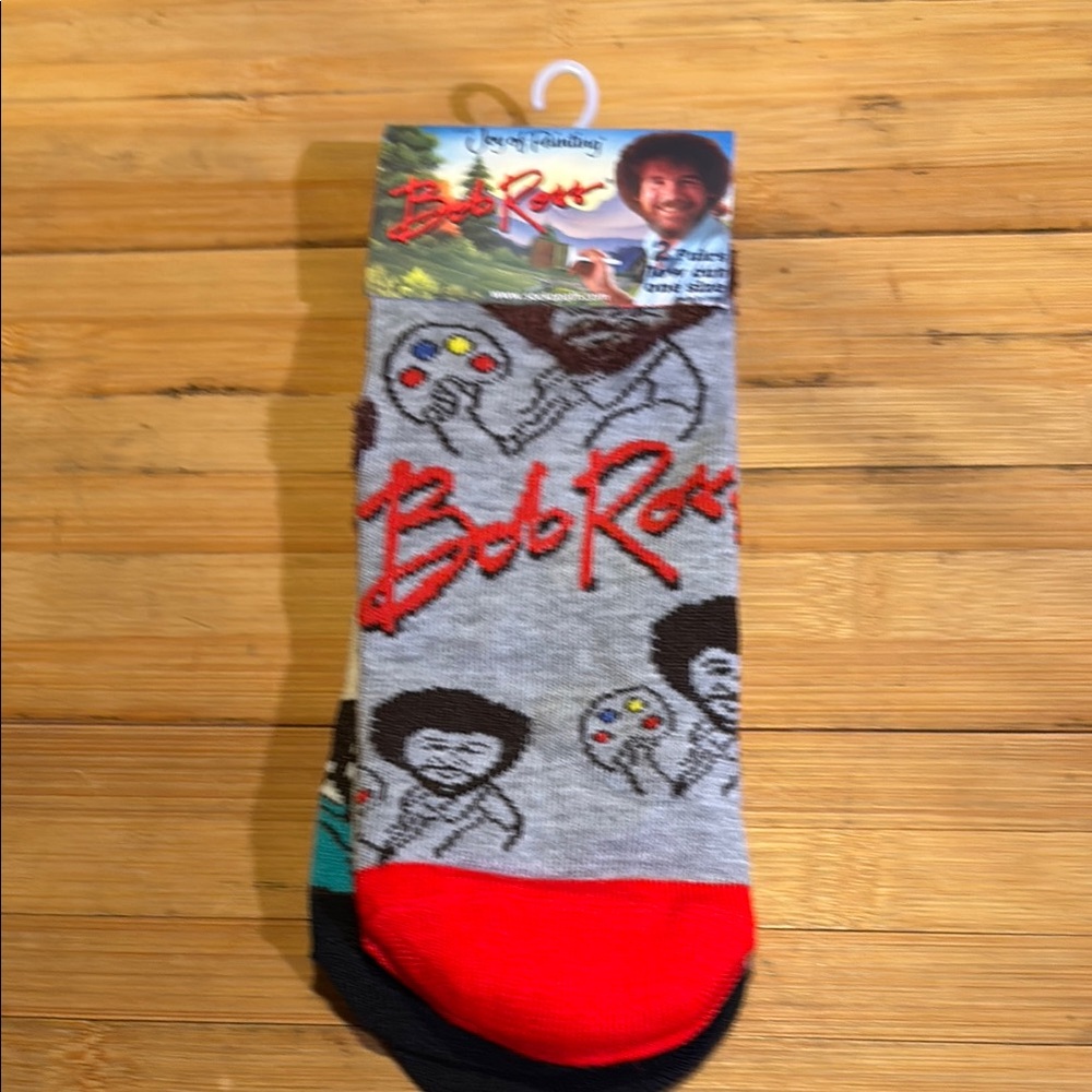 Bob Ross Graphic Socks - Gray and Red